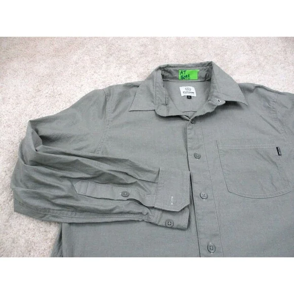 Flylow Shirt Adult Medium M Green Cotton Long Sleeve Casual Button Up Mens - Picture 3 of 11